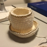 Crocheted teacup: a work in progress.